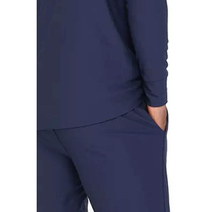 Ensemble de survêtement bleu marine pour homme, veste à fermeture éclair à manches longues et pantalon de jogging, couleur unie décontractée, respirant, vêtements d'automne - Product Image 4