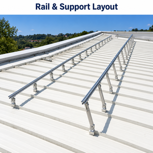 Système de montage de panneaux solaires en aluminium inclinables en gros pour toitures métalliques avec supports et rails - Product Image 4