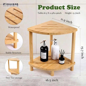 Wood Shower Foot Rest for Shaving Legs Waterproof <b>Stool</b> for Small <b>Bathroom</b> Outdoor & Hotel Use Minimalist Space Saving Triangle - Product Image 3