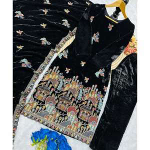 Designer Silk Salwar Kameez Elegant Party Wear <b>Top</b> Bottom and Fancy Dupatta - Product Image 3
