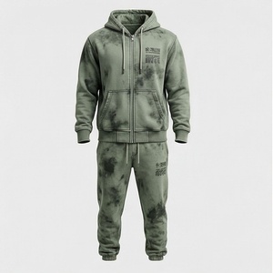 Men's Hooded Casual Solid Customized Color Acid Wash <b>Tracksuit</b> Custom Logo Quick Dry Fleece Design Breathable Gym - Product Image 1
