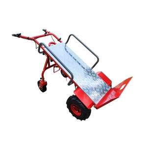 Red Steel Three-<b>Wheel</b> Platform Hand <b>Cart</b> with Diamond Plate Surface for Industrial Use - Product Image 2