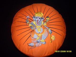 Ganesh Yoga Meditation Cushion Eco-Friendly Durable Orange Cotton Canvas Washable Adult <b>Exercise</b> Pillow - Product Image 1