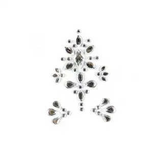 Kit de tatuagem adesivo decorativo, pedra de gema prateada luminosa para cabeça e testa, sobrancelha, semi permanente