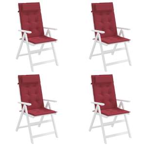 Ensemble de 4 coussins de chaise à dossier haut rouge vin pour usage extérieur - Product Image 4