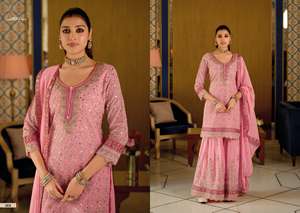 Traje Sharara Salwar de Georgette Real Premium con Bordados, Elegante Atuendo Étnico Listo para Usar para Bodas, Festivales y Fiestas - Product Image 4