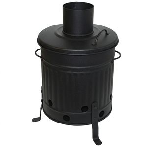 Quemador de Residuos de Acero Galvanizado Portátil con Acabado Negro y Tapa para Jardín, Incinerador de Desechos para Exteriores - Product Image 1