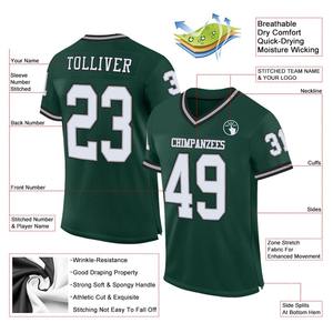 Maillot de football personnalisé, uniforme de football de qualité supérieure | Fabricant EM&ODM – Ballon de football authentique rétro en maille vert-blanc-gris personnalisé - Product Image 2