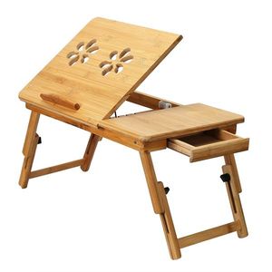 Tavolino Regolabile in Bambù per Laptop con Piano Inclinabile e Cassetto, Vassoio Portatile per Colazione, per Surf, Pasti, Arredamento Camera da Letto - Product Image 3