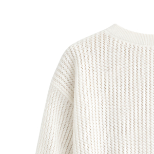 Pull-over blanc en tricot pour femme, manches 3/4, col rond, coupe décontractée, été, viscose/coton, tricoté à la main, motif floral, anti-rétrécissement - Product Image 3