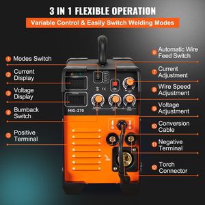 Saldatrice Digitale MIG/TIG 270Amp 110V/220V per Lavorazione Metalli, Saldatrice Lift TIG/MIG ARC 110V/220V - Product Image 5