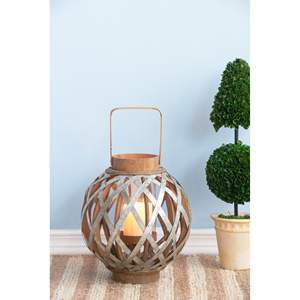 Lanterna decorativa in legno con manico per interni ed esterni per casa giardino e matrimonio in metallo resistente portacandele & vasetti - Product Image 1