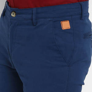 Pantalones Chinos de Moda de Cintura Alta, Calidad Premium, Ajustables, Color Azul Liso, Pantalones Chinos Deportivos de Sarga de Algodón - Product Image 3