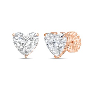 Roy Diamond 1 CT Lab Grown Heart Diamond <b>Studs</b> 18K Gold Rhodium Plated Luxury Modern Geometric - Product Image 1