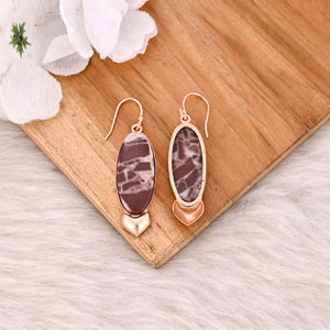 Boucles d'oreilles plaquées or rose à la mode, avec pierres précieuses Malinga Jasper, style bohème, vente en gros, fabricant - Product Image 4