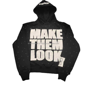 Personalizado de alta calidad recortado peso pesado desgastado bordado parche térmico Unisex cortar y coser ácido piedra lavada sudaderas con capucha para hombres - Product Image 1