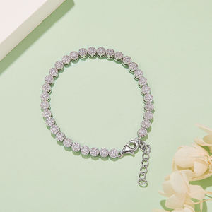 Real Moissanite Bracelet 925 Silver Cluster Pave Set Sparkling Wrist Chain Party Wedding Jewelry <b>Gift</b> Women - Product Image 2
