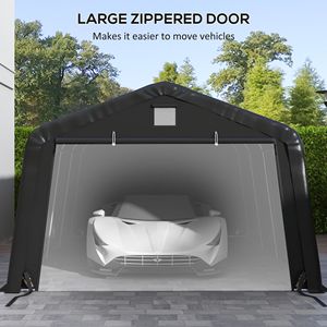 Abri de voiture portable robuste en aluminium noir de 3,66 m x 6,10 m avec grande porte enroulable et fenêtres de ventilation - Product Image 6