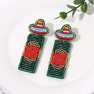 Nouvelles Boucles d'Oreilles Brodé(e)s à la Main pour Filles, Design Tendance, Perles de Rocaille, Point de Croix et Broderie – Prix - Product Image 3