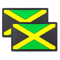 Patch Bendera Jamaika PVC 2 Buah, Patch Karet Deboss, Hiasan Renda, Emblem untuk Tas, Ransel, Jaket, Rompi, Topi, Aksesoris