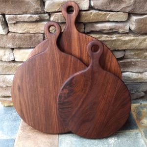 Round Acacia Wood Cutting Board with Handle Solid Wood <b>Kitchen</b> Chopping Board Food Grade Eco Friendly OEM Supplier - Product Image 2