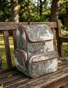 Elegante Mochila de Cuero con Pelo de Vaca, Bolsa para Portátil, Mochila de Viaje, Diseño Vintage Hecho a Mano, Resistente LHBP-0008 - Product Image 2