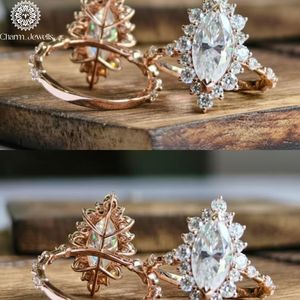 แหวนหมั้นเพชรโมอิสซาไนต์ทรงคุชชั่นสีโรสโกลด์ประดับเงินจาก Charm_Jewells ดีไซน์รูปดาวแบบหนามเตย สำหรับผู้หญิง คลาสสิก ได้รับการรับรองจาก IGI - Product Image 3