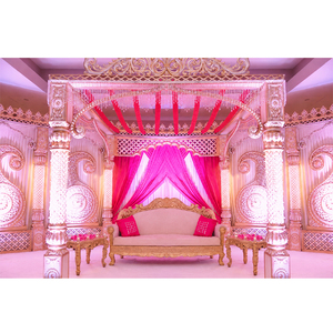 Mandap Tradicional Indio para Bodas con Fondo Paisley, Decoraciones Completas de Fibra para Bodas, Mandap Estilo Palacio, EE. UU. - Product Image 1