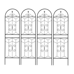 Set di 4 tralicci da giardino in metallo antiruggine neri da 180 cm x 50 cm per piante rampicanti, supporto per fiori da esterno - Product Image 3