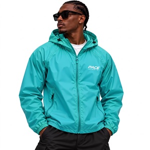 <b>mens</b> petroleum ocean blue <b>waterproof</b> <b>rain</b> <b>jacket</b> technical hood windbreaker breathable nylon zip running athletic street wear - Product Image 4