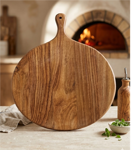 Planche à découper ronde en bois pour pizza, à une main, durable, non toxique, compatible lave-vaisselle, pour servir et préparer les aliments, Uttar Pradesh - Product Image 2