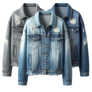 Chaquetas de mezclilla tejidas de algodón de estilo clásico vintage de diseño personalizado patrones rasgados teñido de primera calidad para looks de moda versátiles - Product Image 6