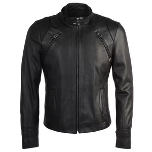 Blouson de moto en cuir synthétique PU pour homme, coupe ajustée, col montant, coupe-vent, collection automne-hiver 2026 – Vente en gros en ligne - Product Image 4