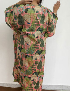 Vestido Kaftan Estampado de Algodón Premium para Mujer, Corte Holgado, Tela Transpirable y Estilo Bohemio Elegante para Uso Casual y Diario - Product Image 5