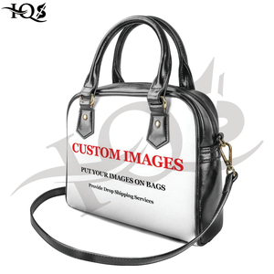 Customizable Genuine Leather Crossbody <b>Handbag</b> Black Zipper Fashion Design <b>Big</b> Space Custom Image Printing Drop Shipping Service - Product Image 1
