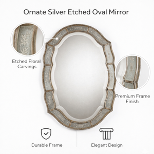 Espejo de Pared Clásico con Acentos Barrocos Venecianos | Espejo Decorativo de Vidrio con Marco Tallado Ornamentado Vintage para Sala de Estar de Lujo, Entrada - Product Image 5