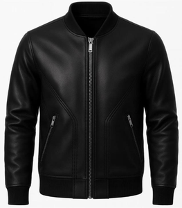 Veste en cuir véritable de haute qualité, confortable, nouveau design, avec col montant et logo sur le devant, respirante, pour homme, hiver - Product Image 2