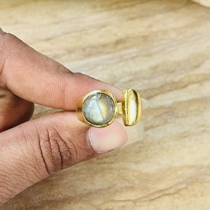 Premium Look Gold Plated Brass Labradorite <b>Ring</b> Modern Style Open Band <b>Statement</b> <b>Ring</b> Wholesale Handmade Fashion <b>Ring</b> For Women - Product Image 2