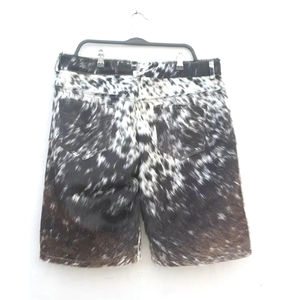 Shorts en cuir de vachette pour homme, couleur unie, style streetwear, avec poches latérales, en promotion - Product Image 2