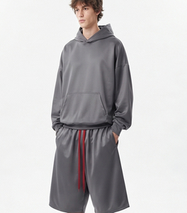 Men's Baggy Sweat <b>Shorts</b> <b>Set</b> 100% Polyester Nylon Two Piece Loose Fit <b>Shorts</b> Casual Street Wear Drop Shoulder Sweat <b>Shorts</b> <b>Set</b> - Product Image 5
