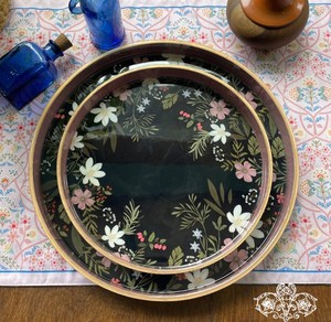 Black Floral Bohemian Wood Handicraft Serving Tray <b>Set</b> Wooden Frame Elegant Decorative Multi-functional Tea <b>Breakfast</b> Tray - Product Image 4