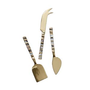 Outils à découper le fromage en acier inoxydable plaqué or populaires pour la maison, l'hôtel, la cuisine, ensembles à fromage avec manche en nacre - Product Image 1