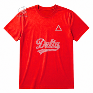 Delta |   Sigma |   T-shirt pour femme Theta Sorority avec strass, en jersey de coton, col rond, manches courtes, motif graphique lettres grecques - Product Image 1