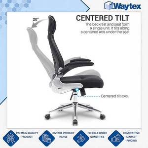 Top Class Quality ZIBAL High-Back Mesh Desk <b>Chair</b> with Chrome <b>Base</b> and Flip-Up Armrests for Daily Home & <b>Office</b> Comfort - Product Image 5