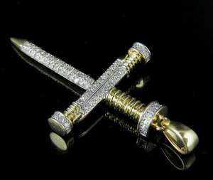 Colgante de Cruz con Moissanita, Chapado en Oro de 18K sobre Plata 925, Estilo Hip Hop de Lujo para Hombre - Product Image 4