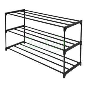 Meuble de rangement à chaussures empilable moderne pour salon, avec cadre en plastique et tubes métalliques, gain de place, idéal pour la maison, l'hôtel et l'appartement - Product Image 1