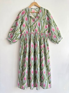 Vestido Camisero con Estampado Geométrico, Vestido Largo Tejido de Manga Larga, Cuello Camisero, Estilo Vintage Informal para Mujer - Product Image 6