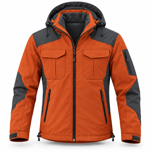 Veste softshell à capuche personnalisée, hiver, unisexe, randonnée, escalade, imperméable, coupe-vent, doublure polaire chaude, couleurs contrastées, extérieur - Product Image 1