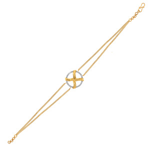 Bracelet de luxe en or à double chaîne pour femmes |   Bracelet de mode géométrique en forme de cercle avec diamants CZ - Product Image 1