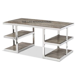 โต๊ะคอนโซลทรงเรขาคณิตแบบมินิมอล ผลิตด้วยโครงเหล็กสแตนเลสขัดเงาด้วยมือ โต๊ะคอนโซลแบบมันเงา - Product Image 6